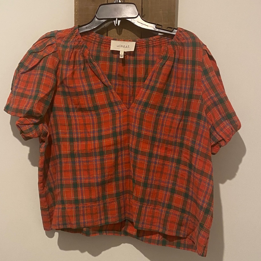THE GREAT. Vibrant Plaid Blouse